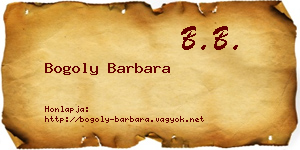 Bogoly Barbara névjegykártya